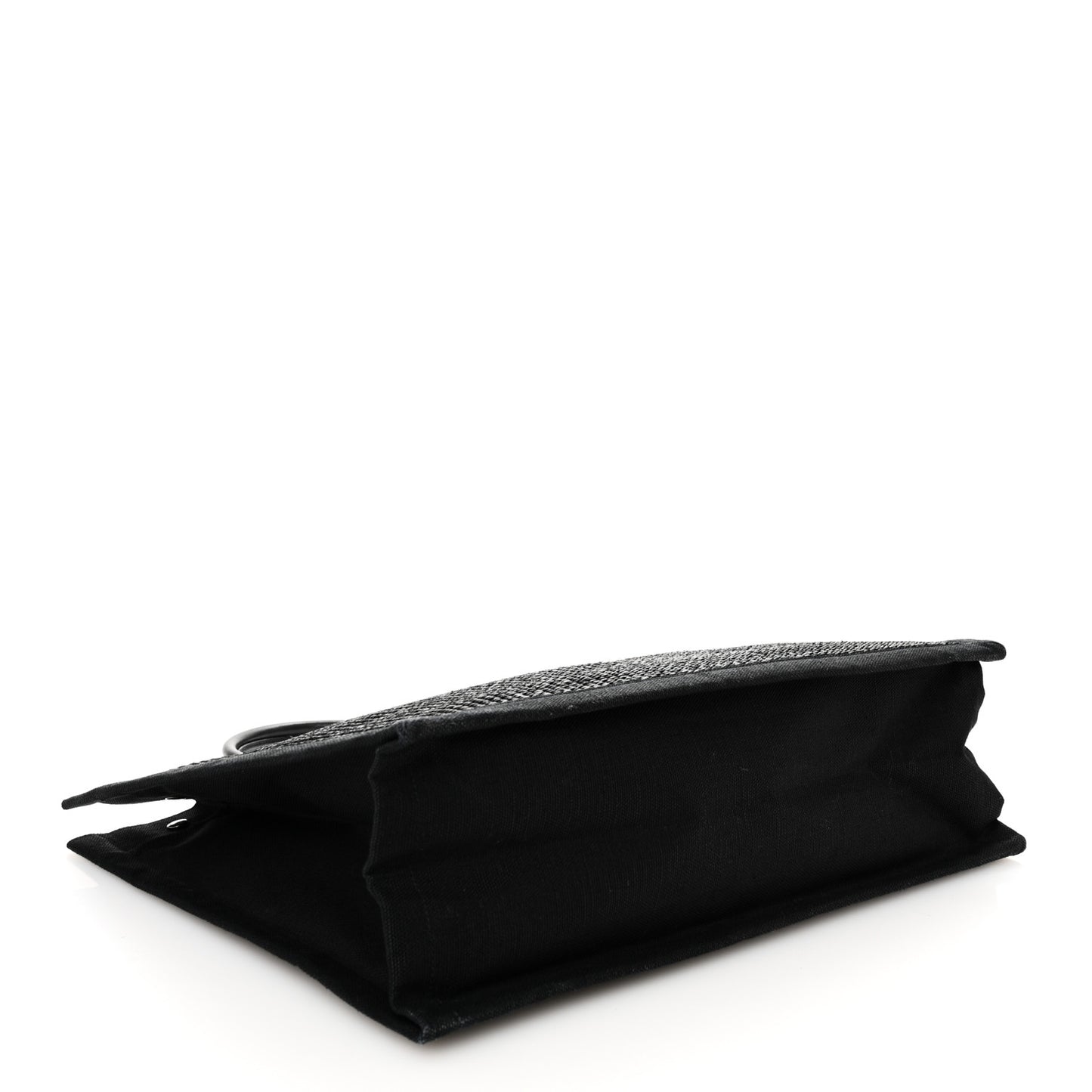 Raffia Linen Calfskin Rive Gauche Tote Black