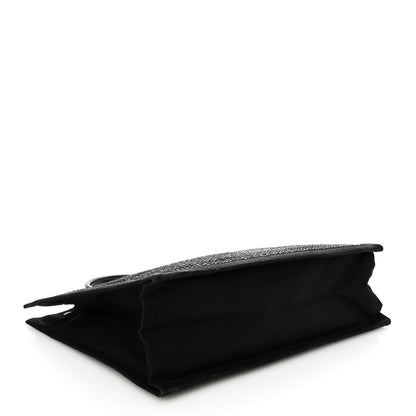 Saint Laurent Raffia Linen Calfskin Rive Gauche Tote Black 4 of 10