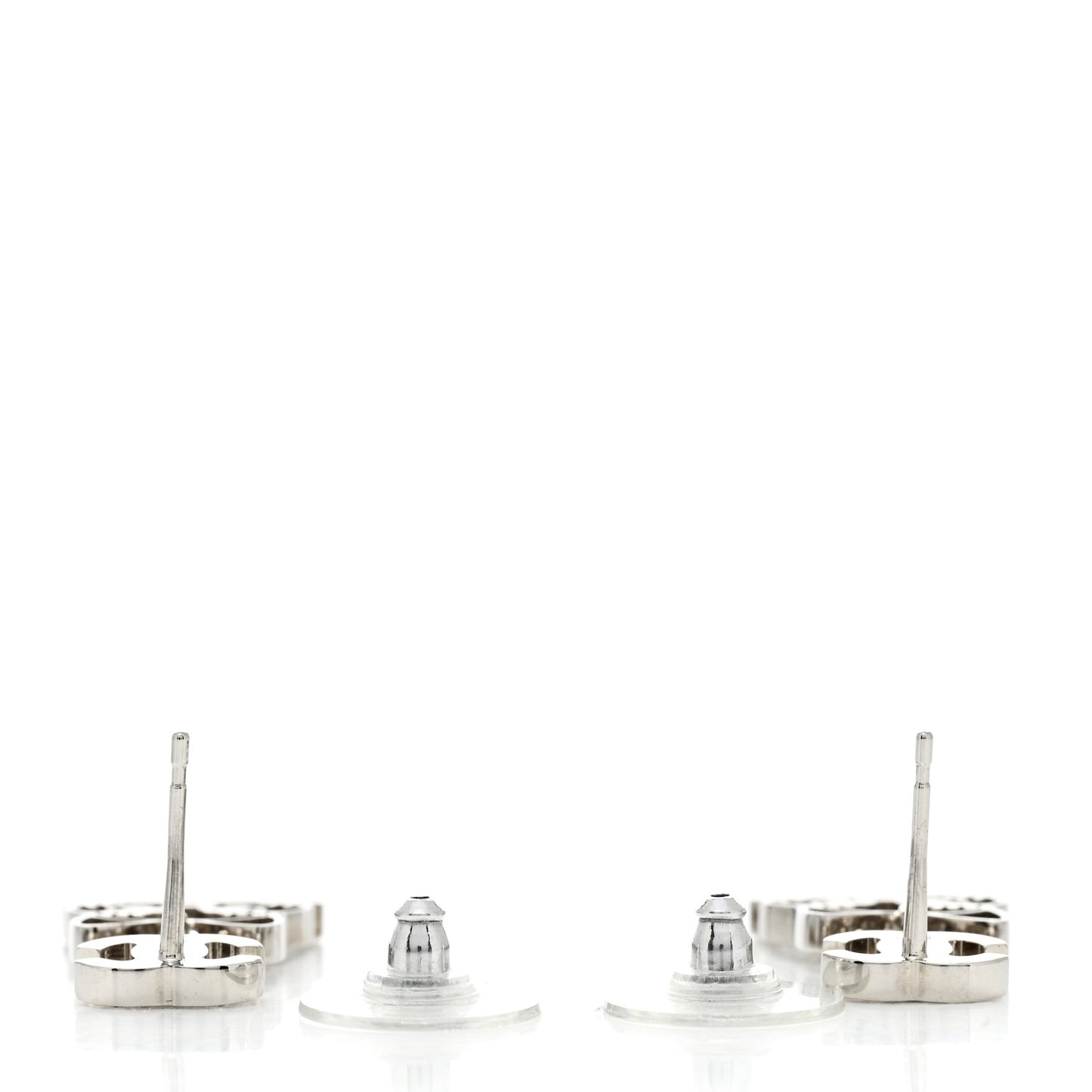 Crystal Emoji Choupette Cat CC Earrings Silver