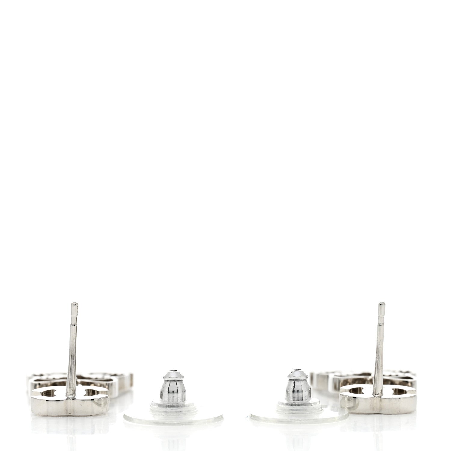 Chanel Crystal Emoji Choupette Cat CC Earrings Silver 3 of 5