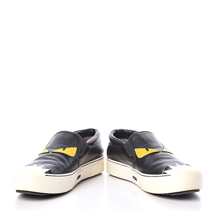 Fendi Vitello Elite Monster Eyes Slip On Sneakers 38 Black 5 of 9