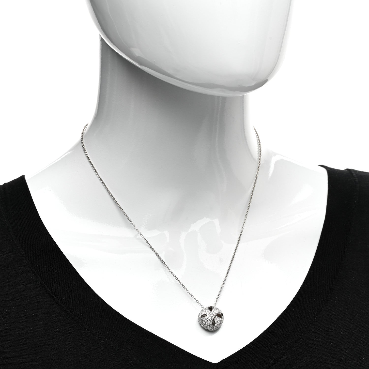 Damiani 18K White Gold Diamond Clover Pendant Necklace 2 of 5