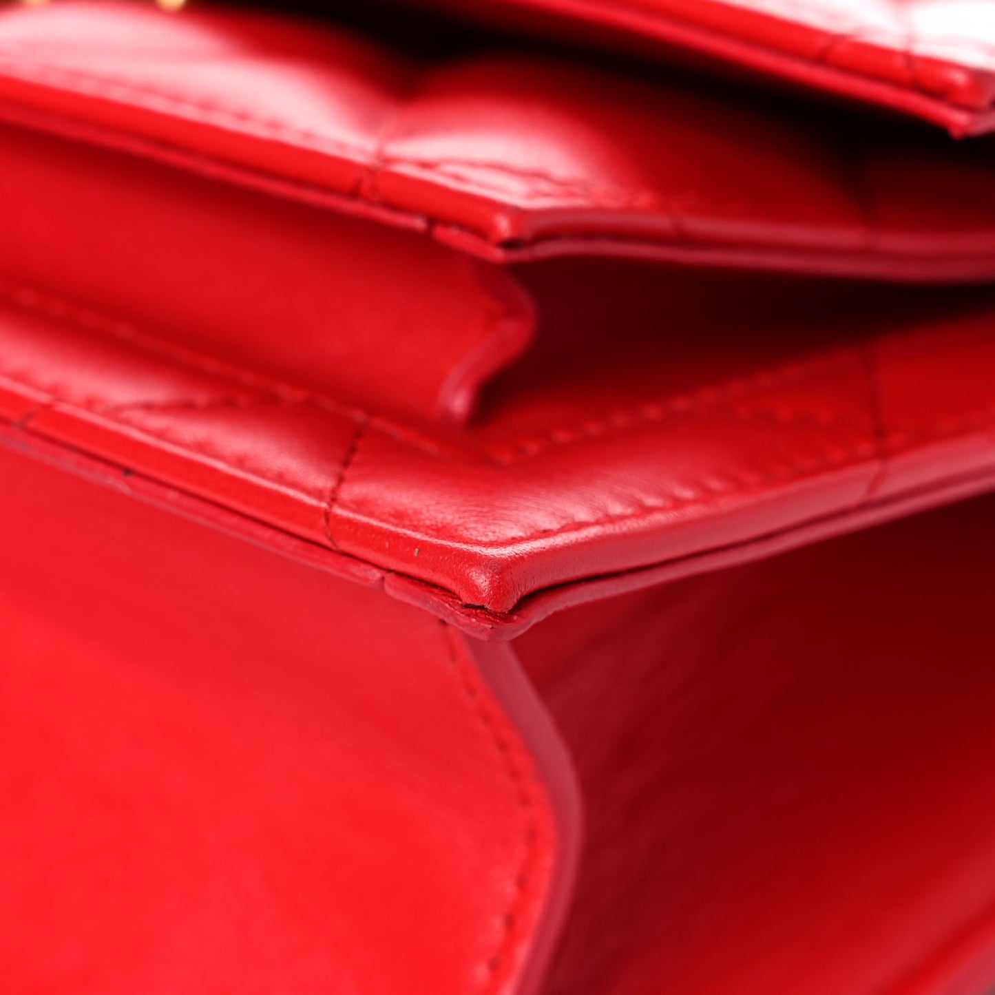 Nappa Calfskin Quilted XS Sharp Top Handle Bag Bright Red