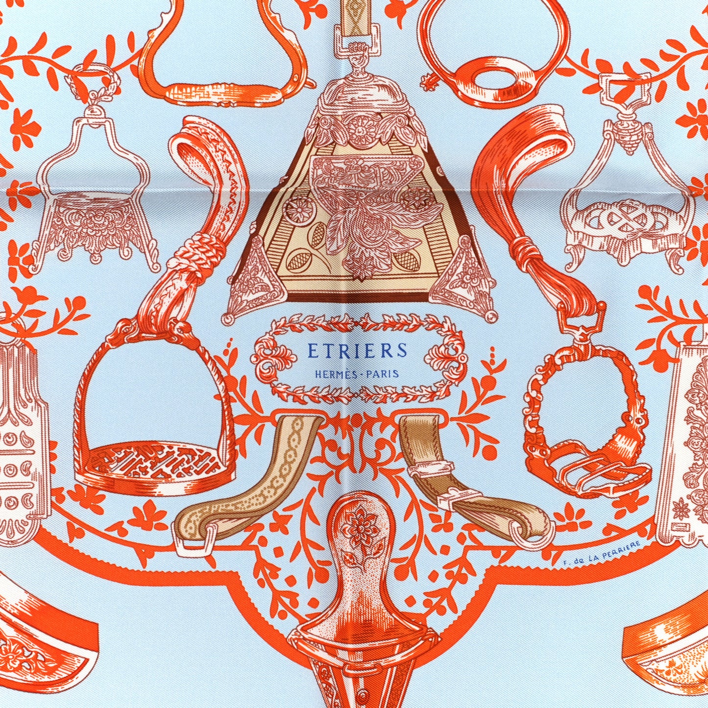 Silk Etriers Pocket Square Ciel Orange