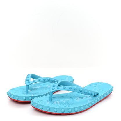 Christian Louboutin Rubber Spike Loubi Donna Flip Flop 38 Blue 4 of 7