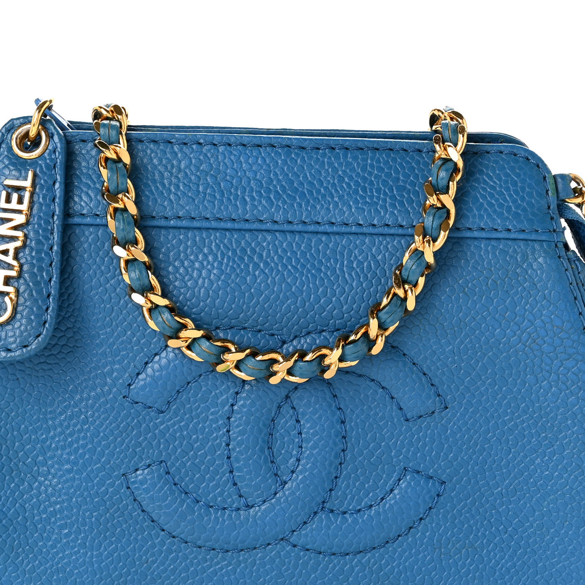 Chanel Caviar Timeless CC Mini Chain Bag Blue 8 of 11