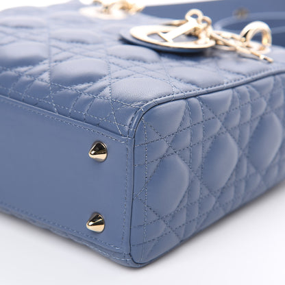 Christian Dior Lambskin Cannage Small Lady Dior Denim 9 of 11