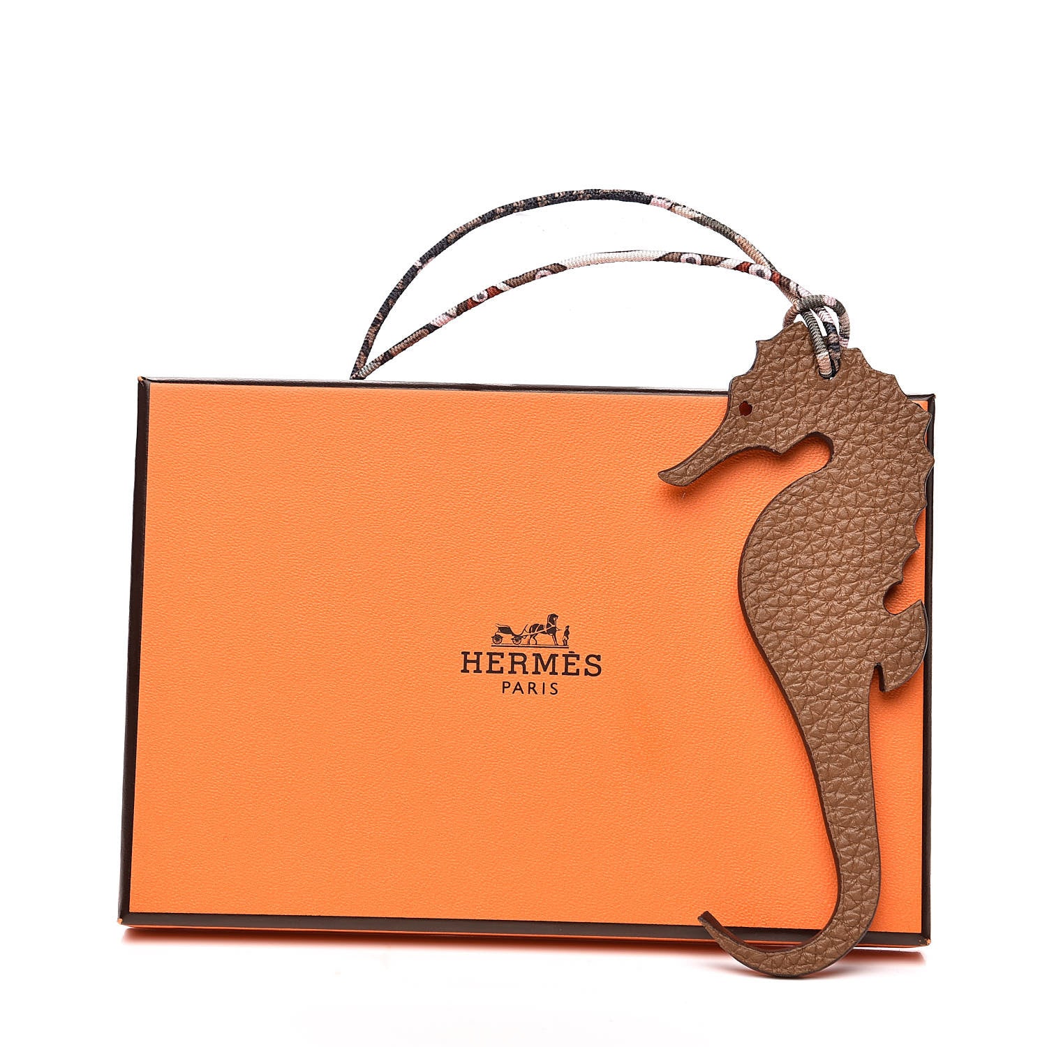 Hermes Togo Epsom Petit H Seahorse Bag Charm Alezan Rouge 4 of 4
