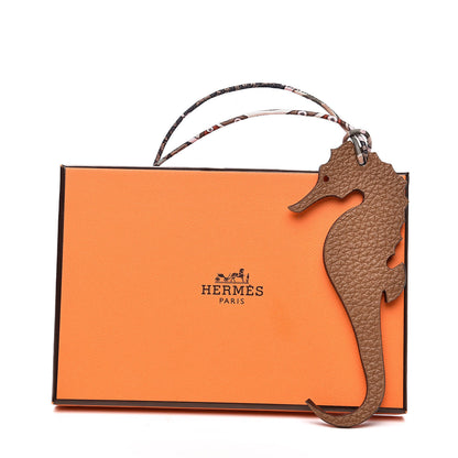 Hermes Togo Epsom Petit H Seahorse Bag Charm Alezan Rouge 4 of 4