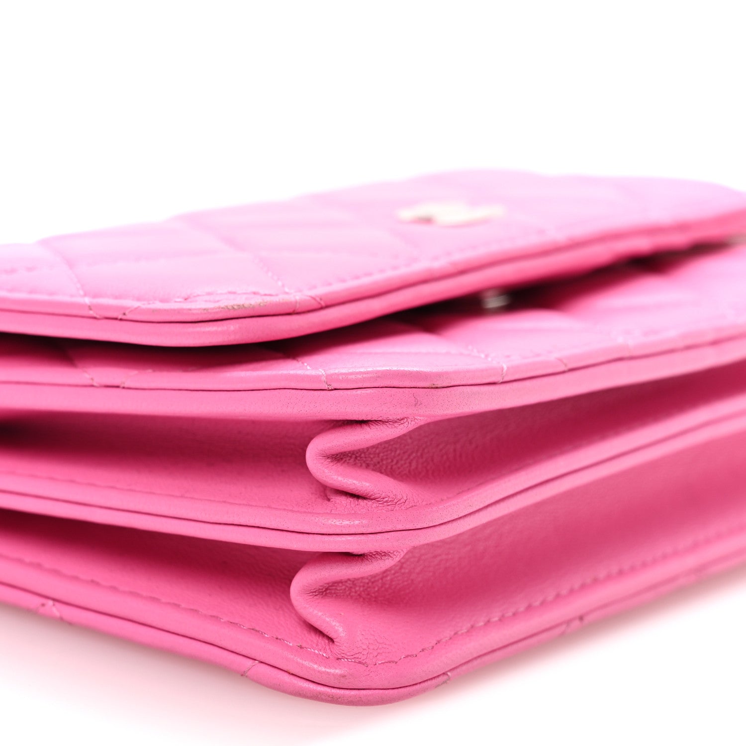 Chanel Lambskin Quilted Mini Wallet On Chain WOC Pink 16 of 21