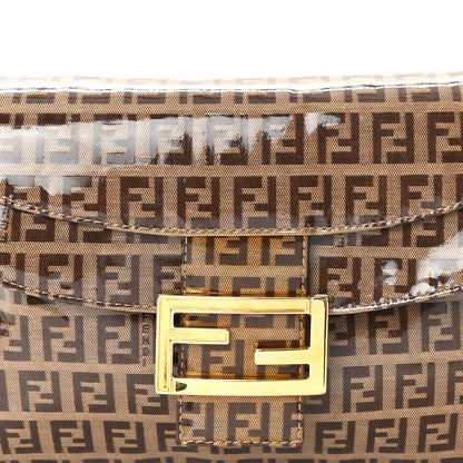 Fendi Vinyl Zucchino Baguette Double Flap Tobacco 7 of 11