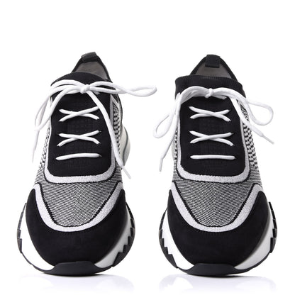 Hermes Knit Bi-Color Womens Addict Sneakers 39.5 Black White 5 of 9