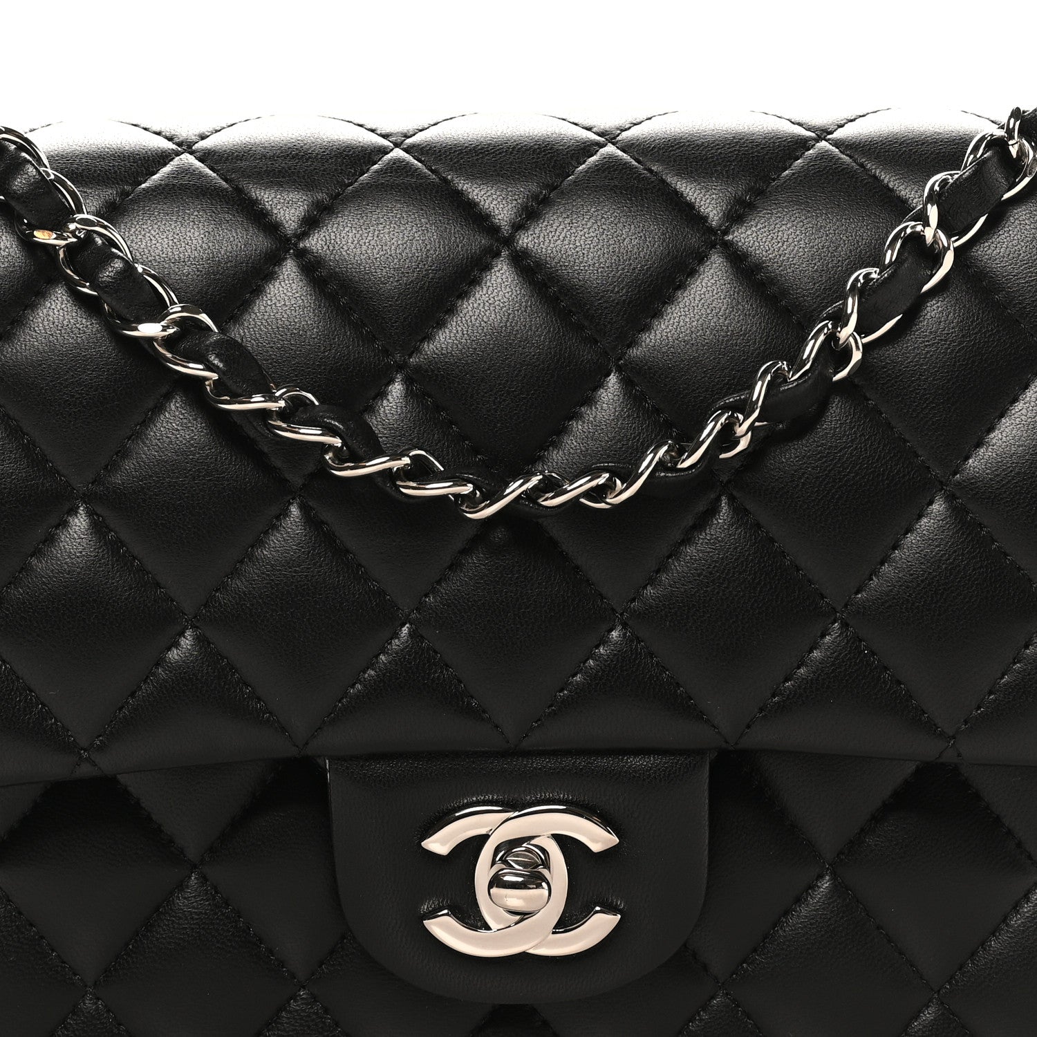 Chanel Lambskin Quilted Medium Double Flap Black 8 of 11