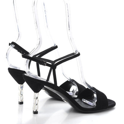 Gucci Suede Adlena Crystal Heel Sandal 37 Black 4 of 9