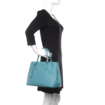 Prada Saffiano Medium Galleria Double Zip Tote Turchese 2 of 19