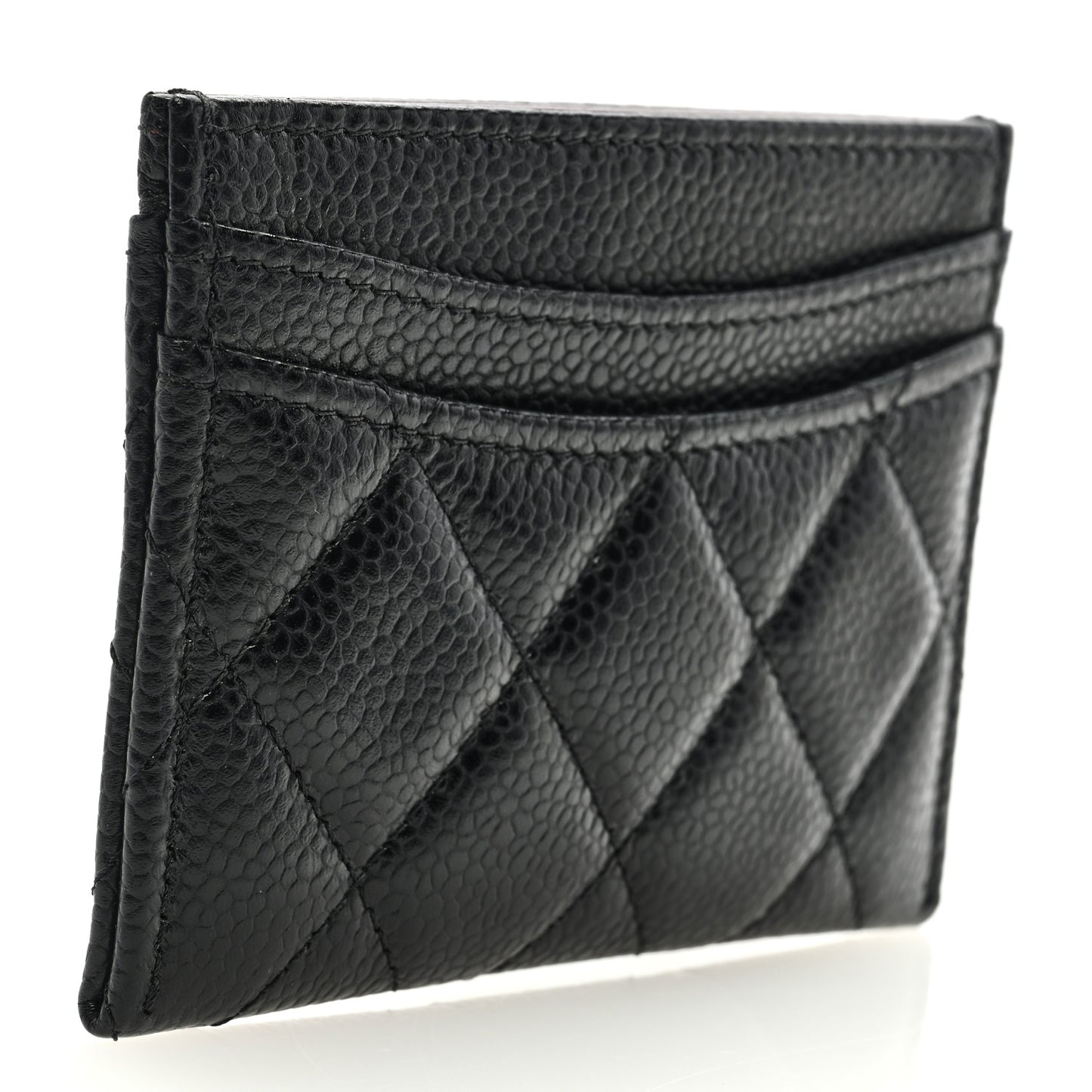 Caviar Quilted Card Holder Black