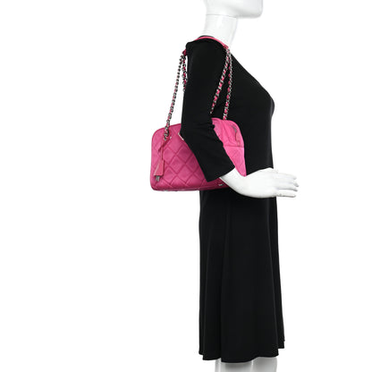 Prada Nylon Tessuto Impuntu Quilted Chain Shoulder Bag Fuxia 2 of 11