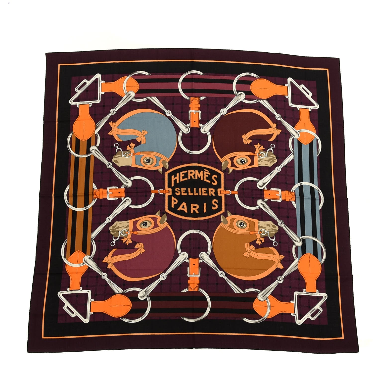 Hermes Cashmere Silk Tatersale Shawl 140 1 of 4