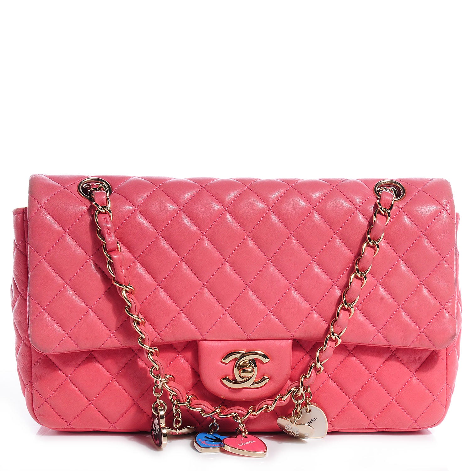Chanel Lambskin Quilted Valentine Charms Medium Single Flap Pink 1 of 10