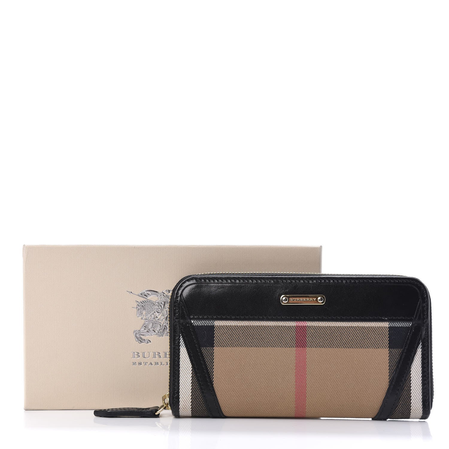 Burberry House Check Bridle Calfskin Ziggy Zip Around Wallet Black 7 of 7