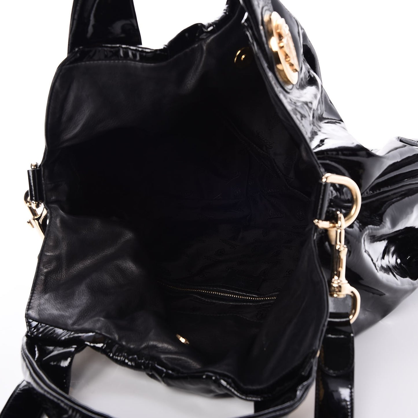 Patent Large Hysteria Top Handle Bag Black
