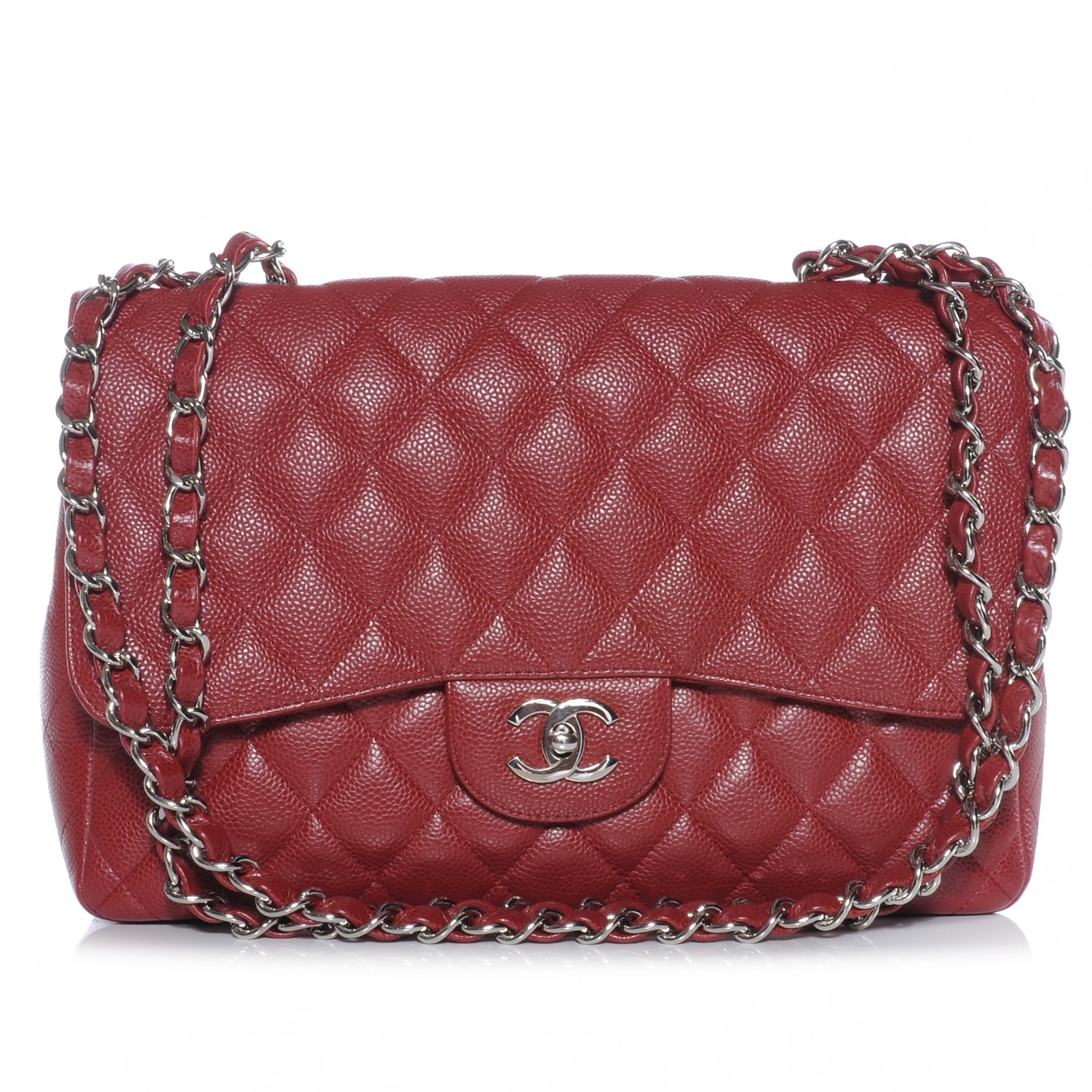 Chanel Caviar Jumbo Single Flap Red 1 of 8