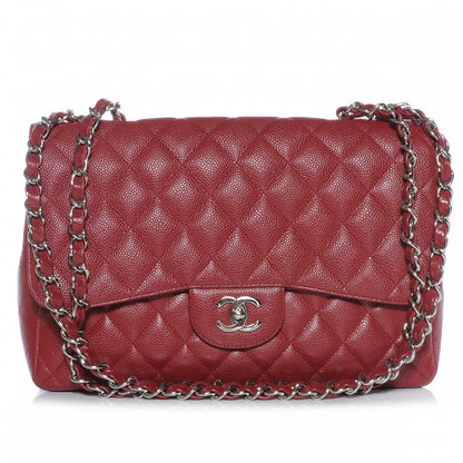 Chanel Caviar Jumbo Single Flap Red 1 of 8