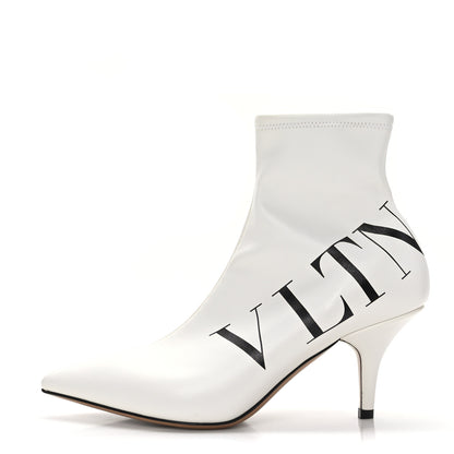 Valentino Garavani Eco Leather VLTN 70mm Sock Booties 38.5 White Black 1 of 7