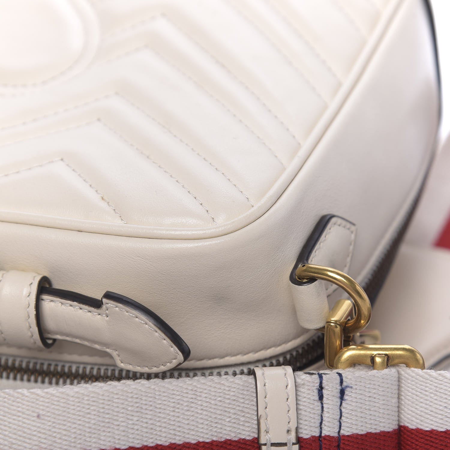 Gucci Calfskin Matelasse Sylvie Web Small GG Marmont Top Handle Shoulder Bag White 18 of 20