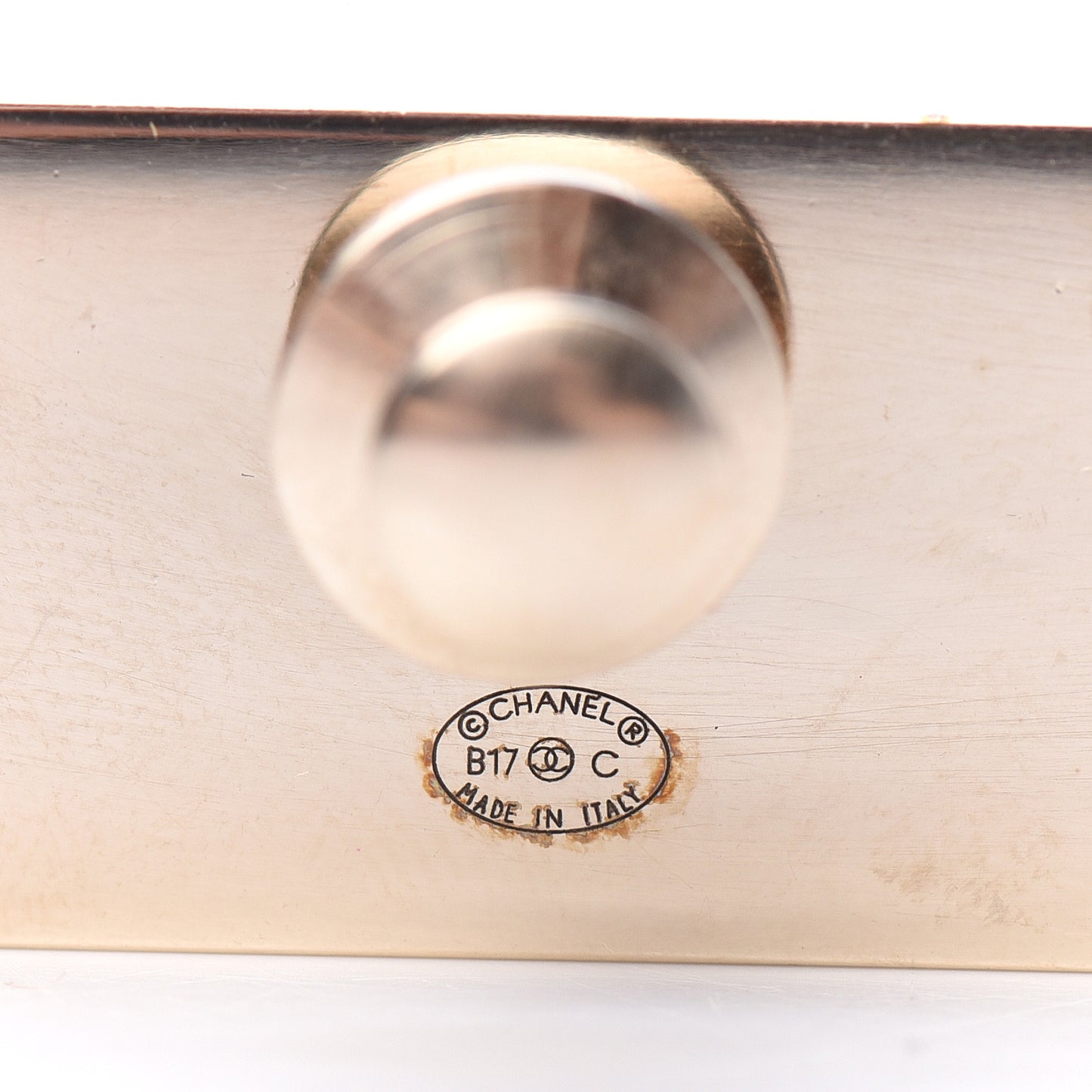 Metal Resin Pearl Coco License Plate Brooch Black Gold