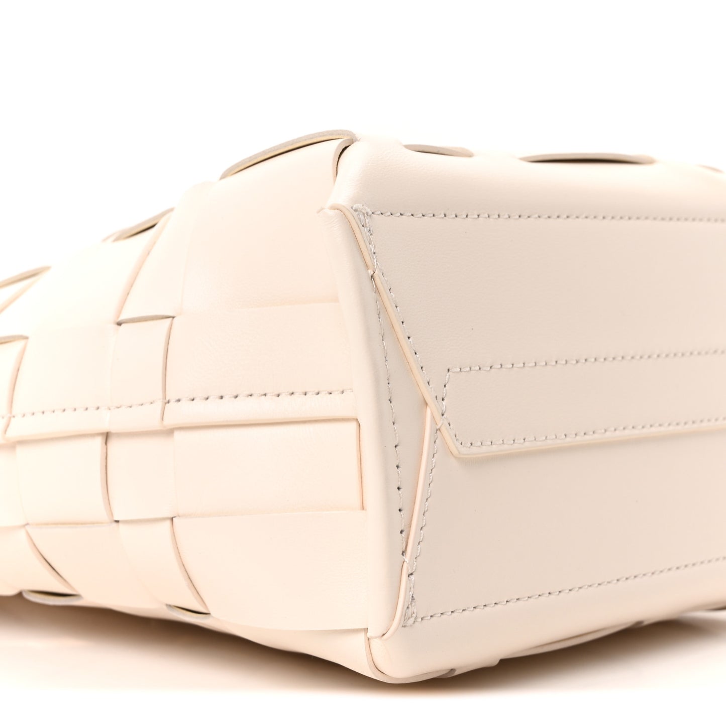 Smooth Calfskin Odita Mini Modern Lattice Bucket Bag Off White