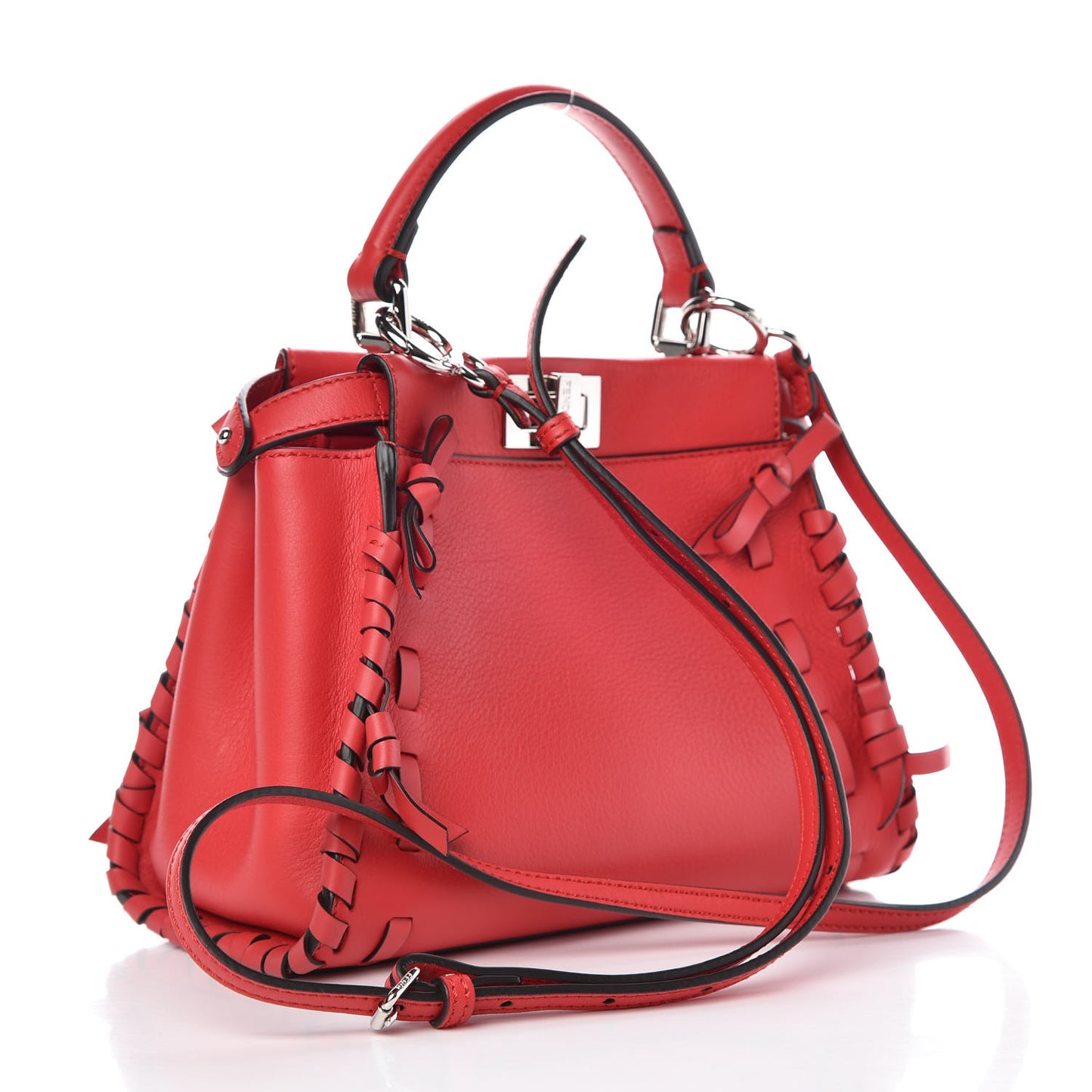 Vitello Seta Century Nappa Whipstitch Mini Peekaboo Iconic Satchel Fiamma