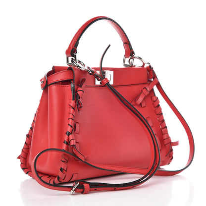 Fendi Vitello Seta Century Nappa Whipstitch Mini Peekaboo Iconic Satchel Fiamma 3 of 8