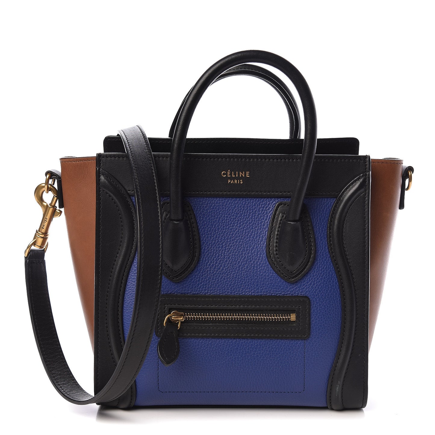 Smooth Drummed Calfskin Nano Tri-Color Luggage Indigo