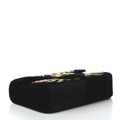 Gucci Velvet Matelasse Loved Embroidered Medium GG Marmont Shoulder Bag Black 4 of 10