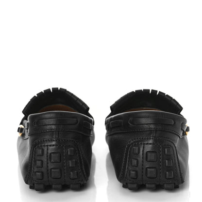 Gucci Calfskin Fringe Interlocking G Mens Driver Loafers 8.5 Black 5 of 11