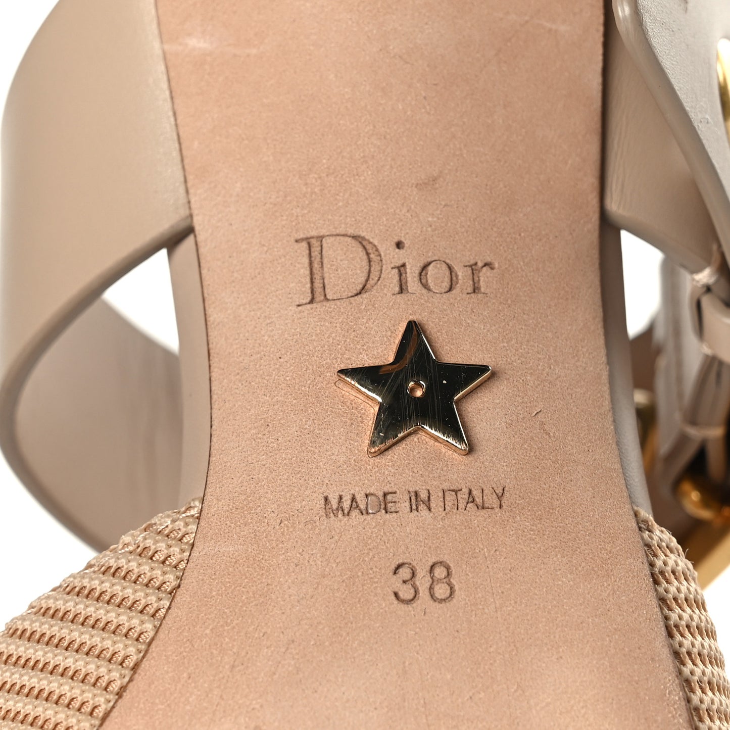 Technical Fabric Calfskin D-Dior 65mm Mules 38 Nude