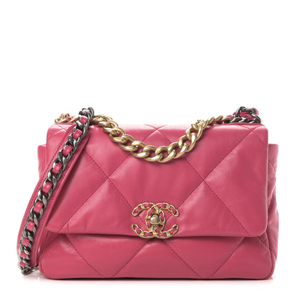 Chanel Goatskin Quilted Medium Chanel 19 Flap Dark Pink 1 of 10