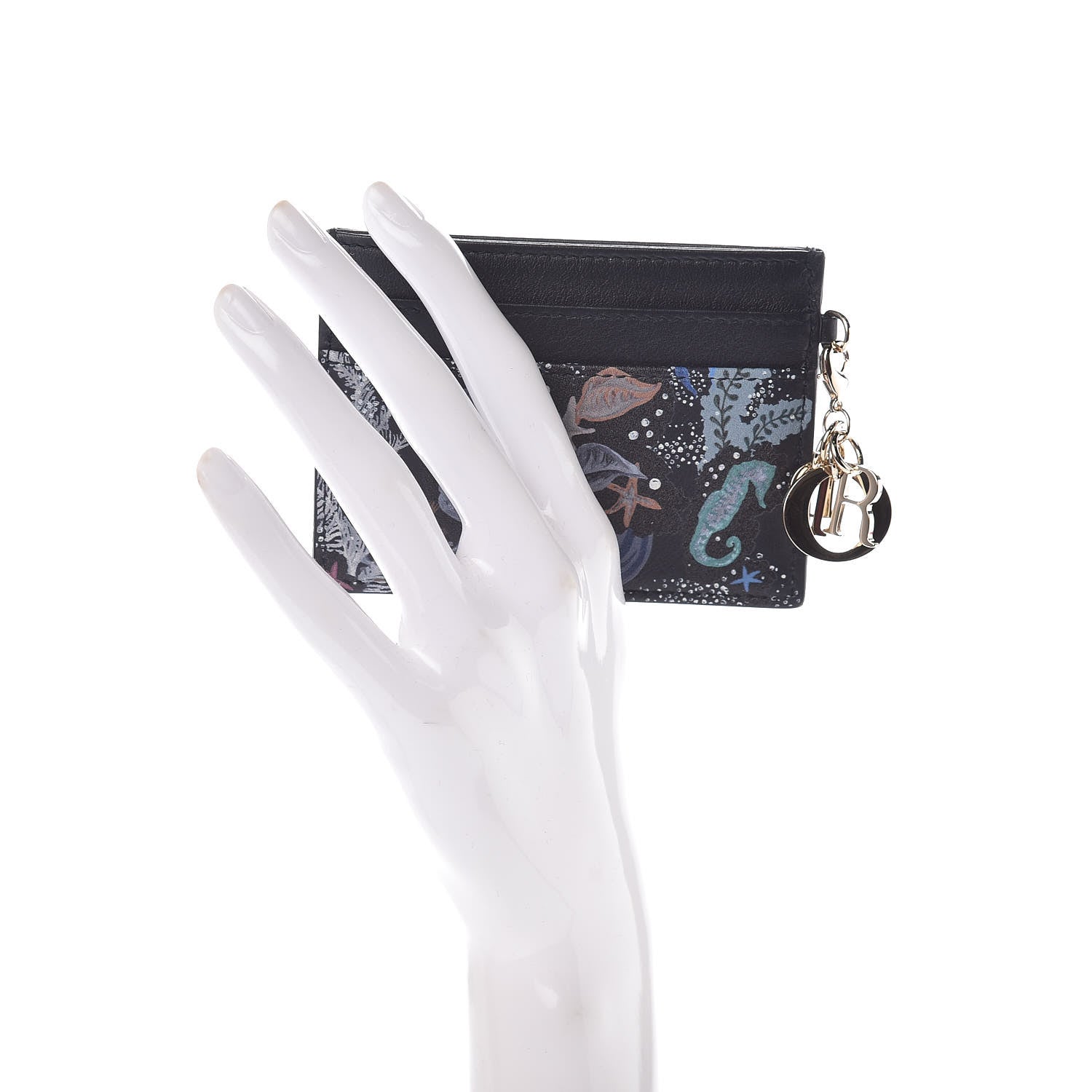 Christian Dior Calfskin Printed Nature Ballet Lady Dior Card Holder Blue 2 of 7