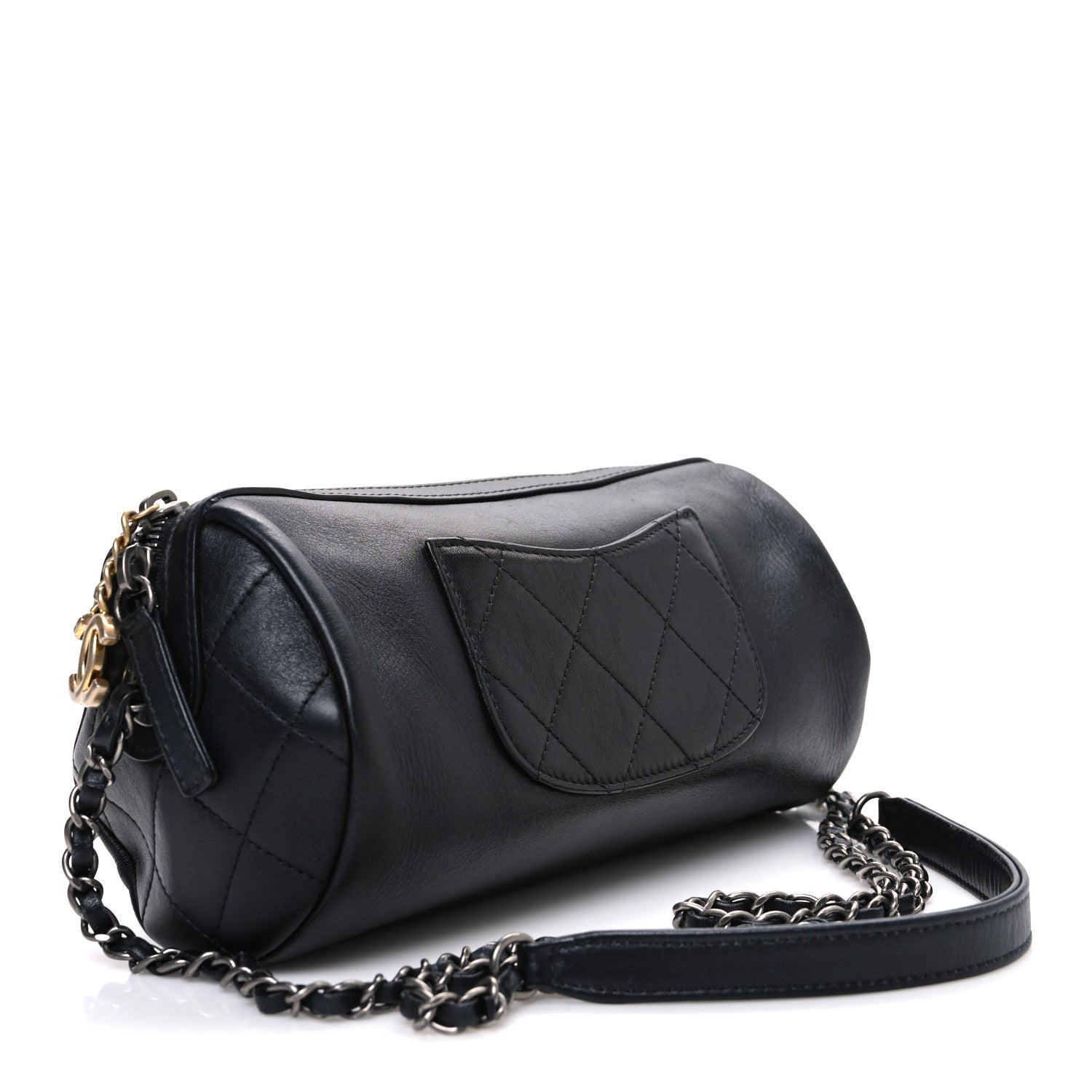 Chanel Metallic Lambskin Signe Bowling Bag Black 3 of 10