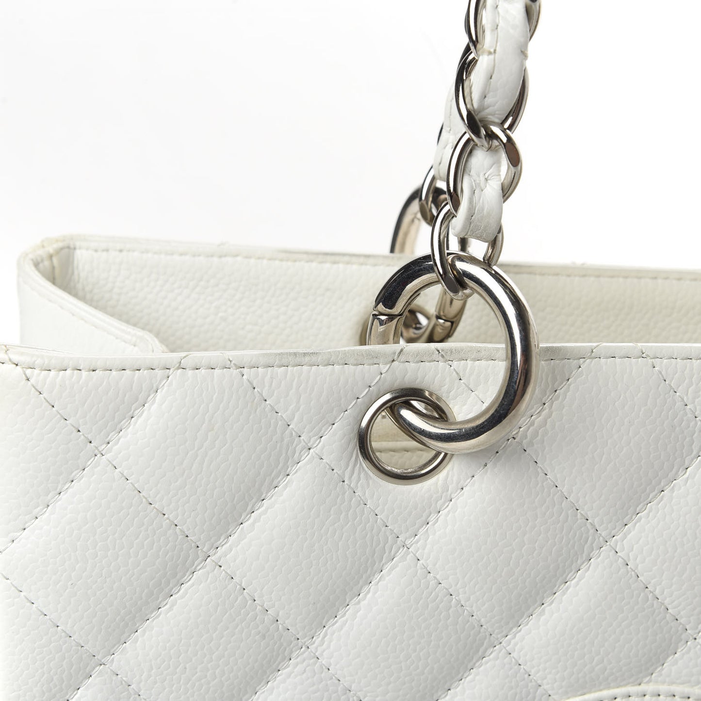 Caviar Quilted Grand Shopping Tote GST White
