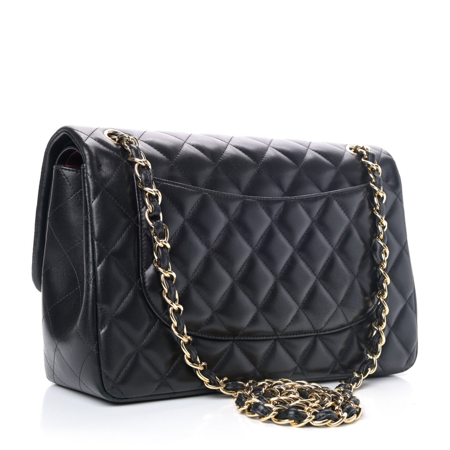 Lambskin Quilted Jumbo Double Flap Black