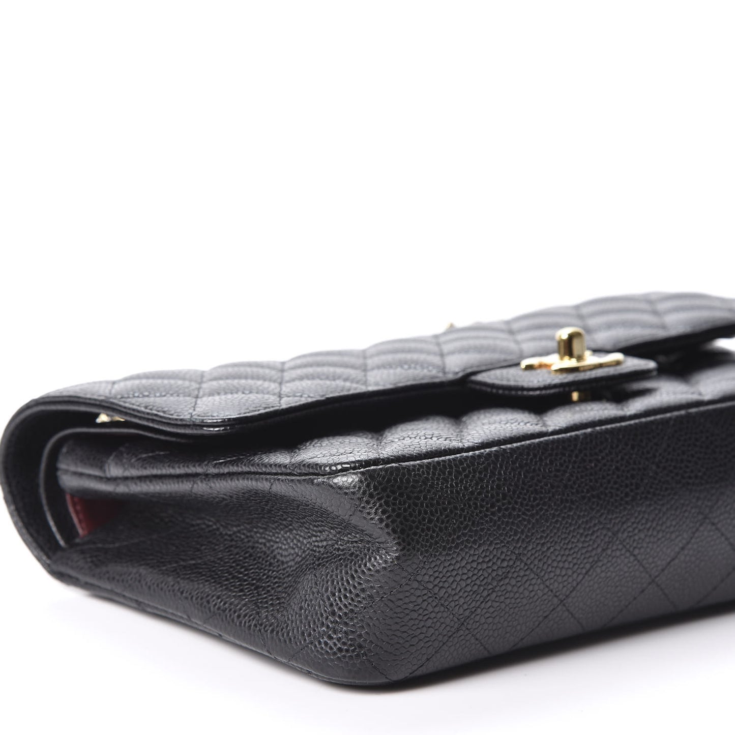 Caviar Quilted Medium Double Flap Black