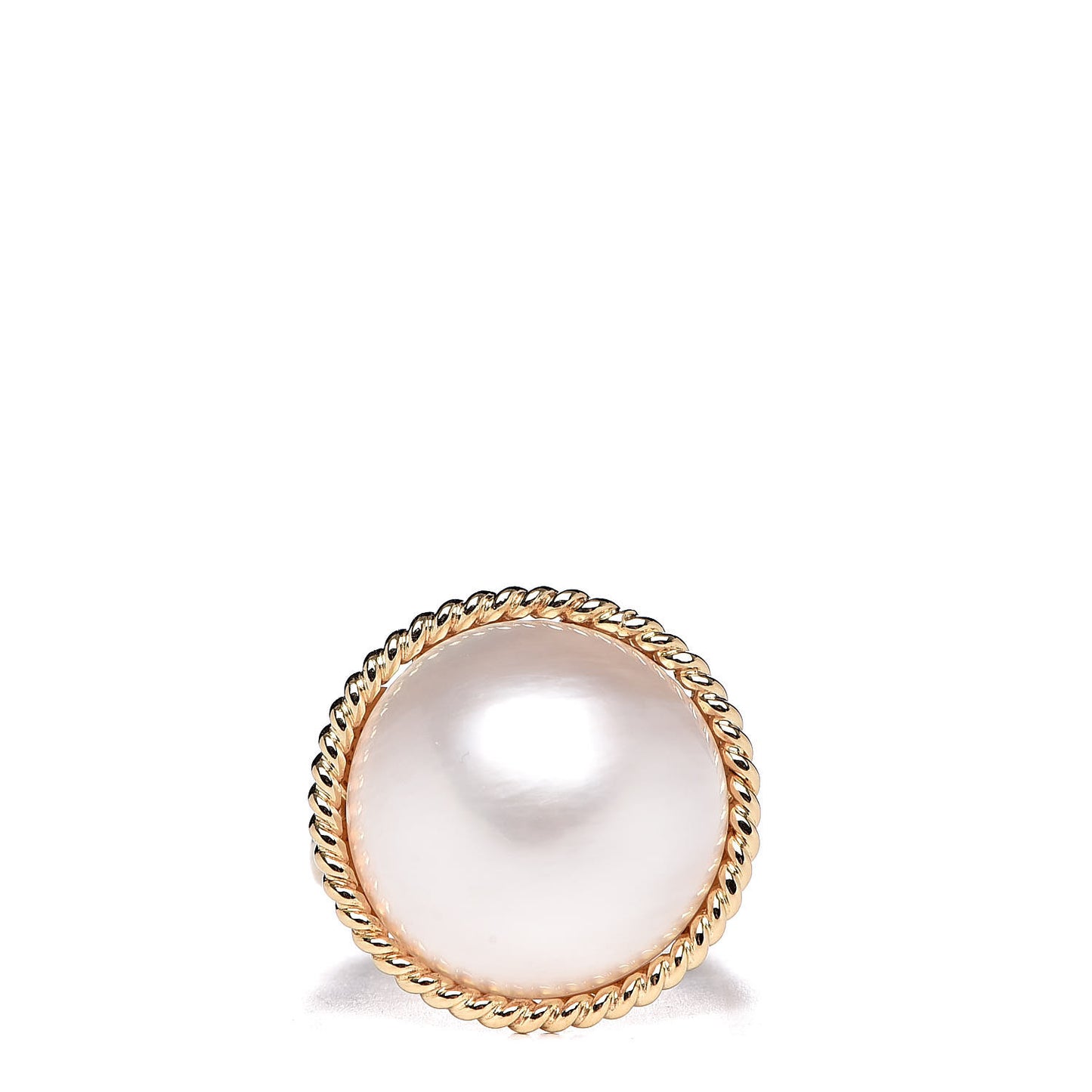 18K Yellow Gold Mabe Pearl 16mm Cocktail Ring 51 5.75