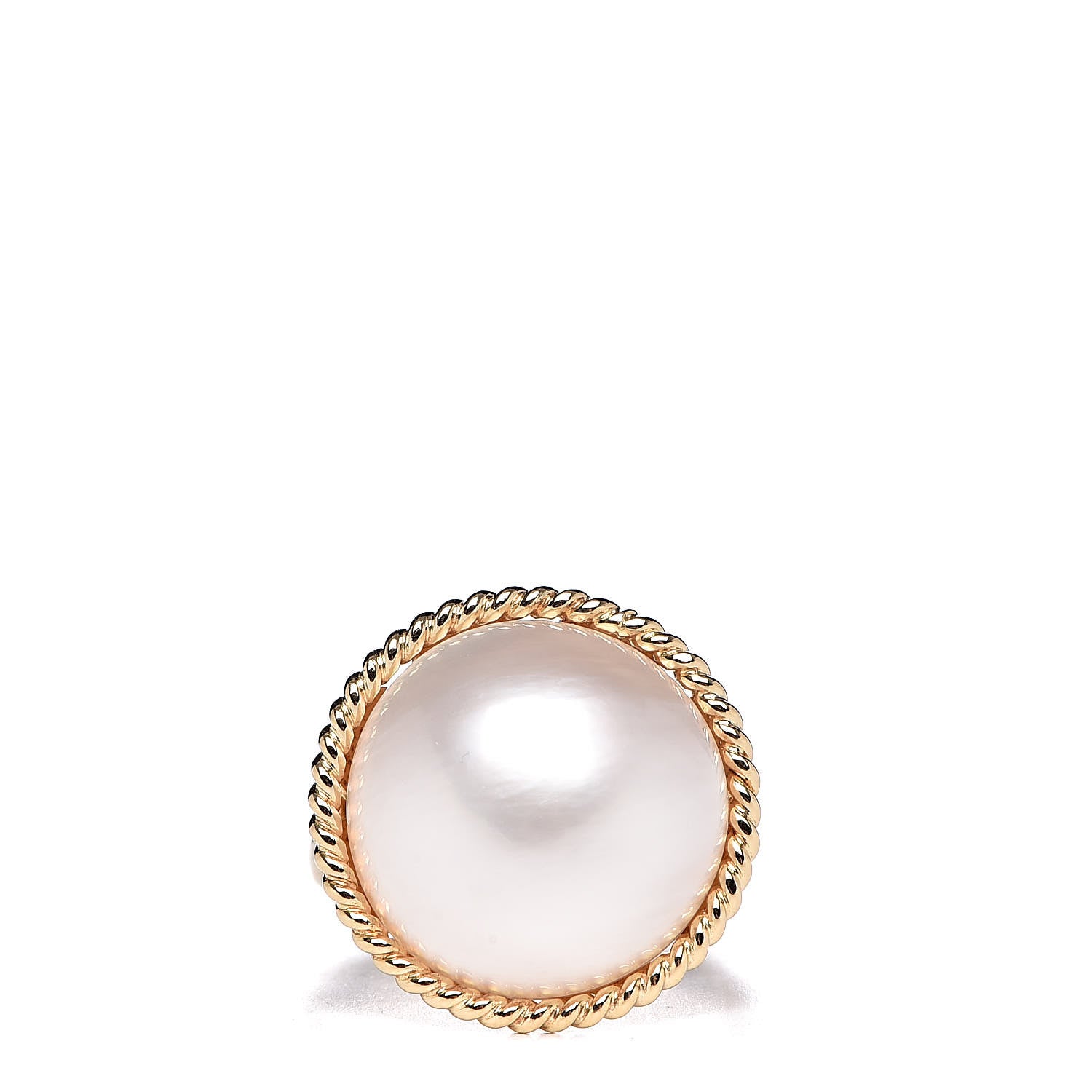 Mikimoto 18K Yellow Gold Mabe Pearl 16mm Cocktail Ring 51 5.75 1 of 5