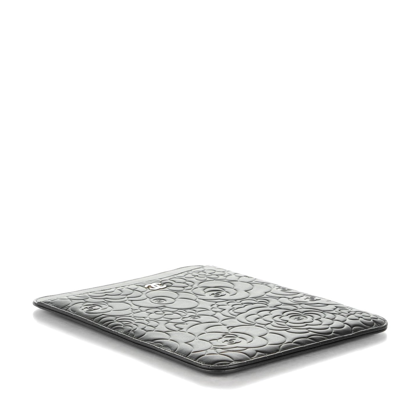 Lambskin Camellia Embossed iPad Case Black