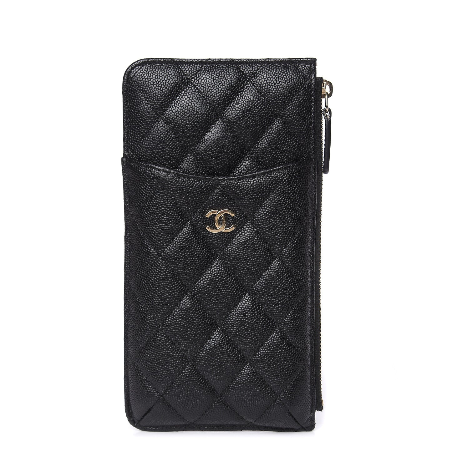 Caviar Quilted Classic Flat Wallet Pouch Black