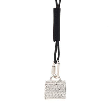 Hermes Palladium Kelly Curiosite Charm Pendant Necklace Black 3 of 9