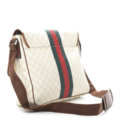 Gucci Monogram Web Stripe Medium Flap Messenger Bag White 3 of 15