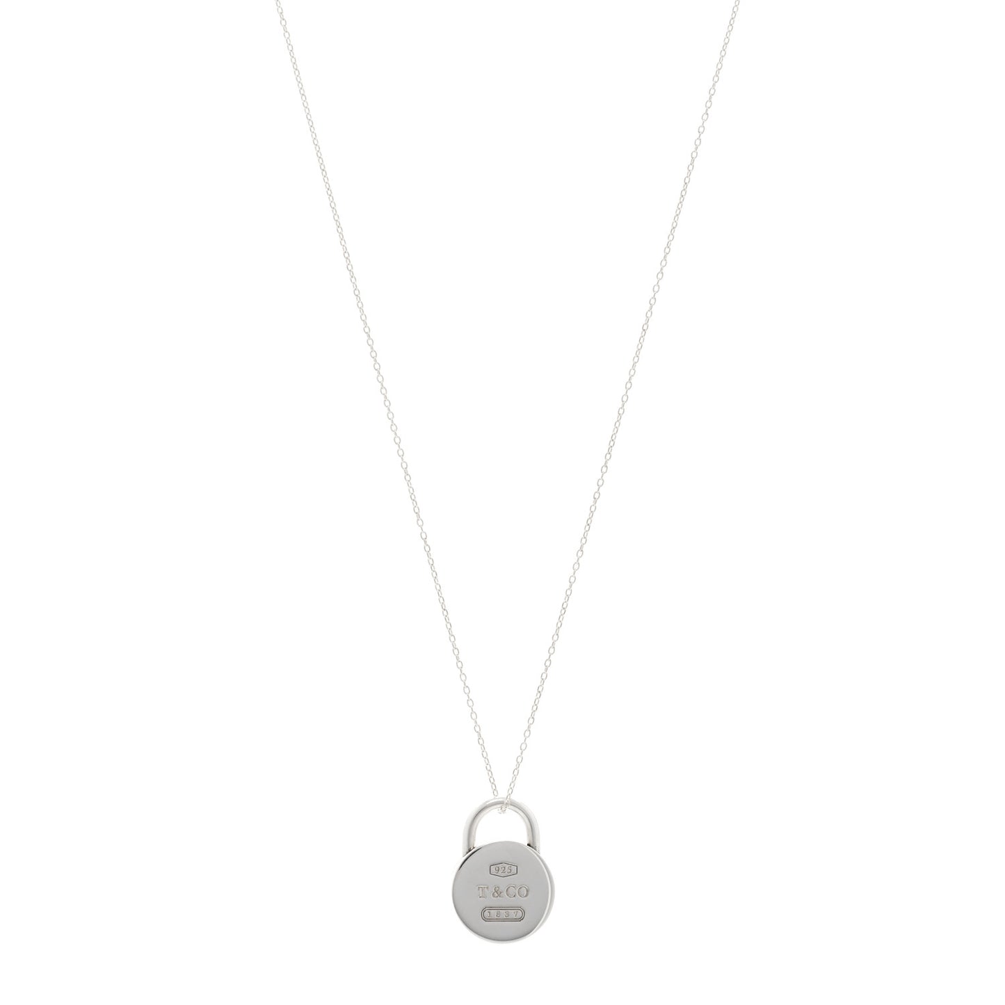Sterling Silver 1837 Round Lock Charm Pendant Necklace